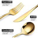 24 Peças Talheres Dourado de Aço Inox Garfo Colher Faca Colher De Mesa TINNY YOU