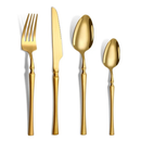 24 Peças Talheres Dourado de Aço Inox Garfo Colher Faca Colher De Mesa TINNY YOU
