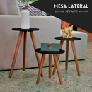 Kit Trio Jogo de Mesinhas Lateral Redondas Sala Pé Palito Retro