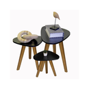 Kit Trio  de Mesinhas Lateral Sala Pé Palito Retro Tampo Orgânico Casa