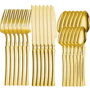 24 Peças Talheres Dourado de Aço Inox Garfo Colher Faca Colher De Mesa TINNY YOU