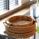 Bandeja de Armazenamento de Rattan Tecida À Mão REDONDA De Vime Promoção