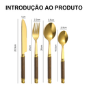【Novas chegadas!!!】Kit 24 talheres de aço inoxidável de luxo Conjunto de talheres, garfo e colher de padrão de mármore