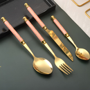 【Novas chegadas!!!】Kit 24 talheres de aço inoxidável de luxo Conjunto de talheres, garfo e colher de padrão de mármore