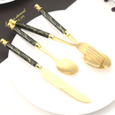 【Novas chegadas!!!】Kit 24 talheres de aço inoxidável de luxo Conjunto de talheres, garfo e colher de padrão de mármore