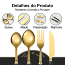 【Novas chegadas!!!】Kit 24 talheres de aço inoxidável de luxo Conjunto de talheres, garfo e colher de padrão de mármore