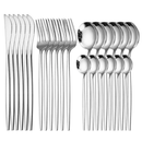 24 Peças Talheres Dourado de Aço Inox Garfo Colher Faca Colher De Mesa TINNY YOU