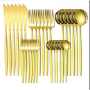 24 Peças Talheres Dourado de Aço Inox Garfo Colher Faca Colher De Mesa TINNY YOU
